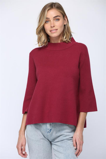 Karina Mock Neck Bell Sleeve Sweater