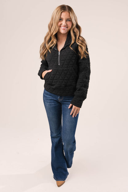 Diamond Quilt Half Zip Pullover