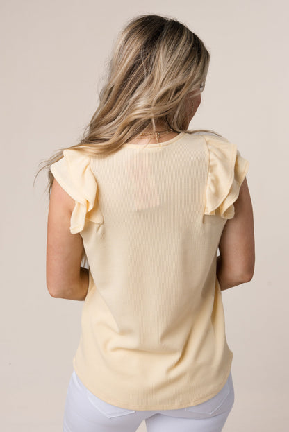 Textured Ruffle Shoulder Top *Final Sale*