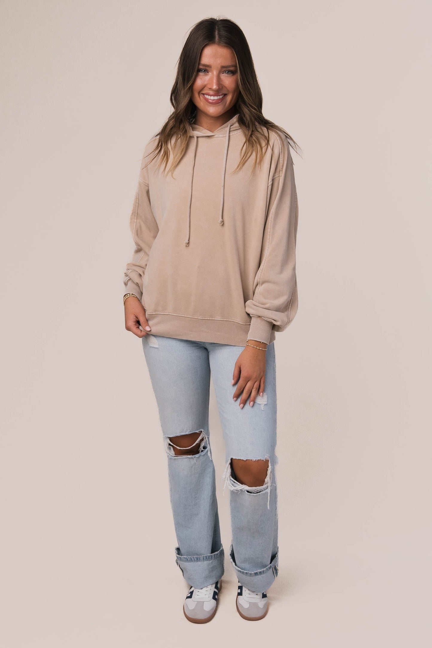 Washed Seamed Hooded Pullover