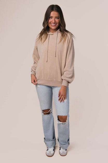 Washed Seamed Hooded Pullover