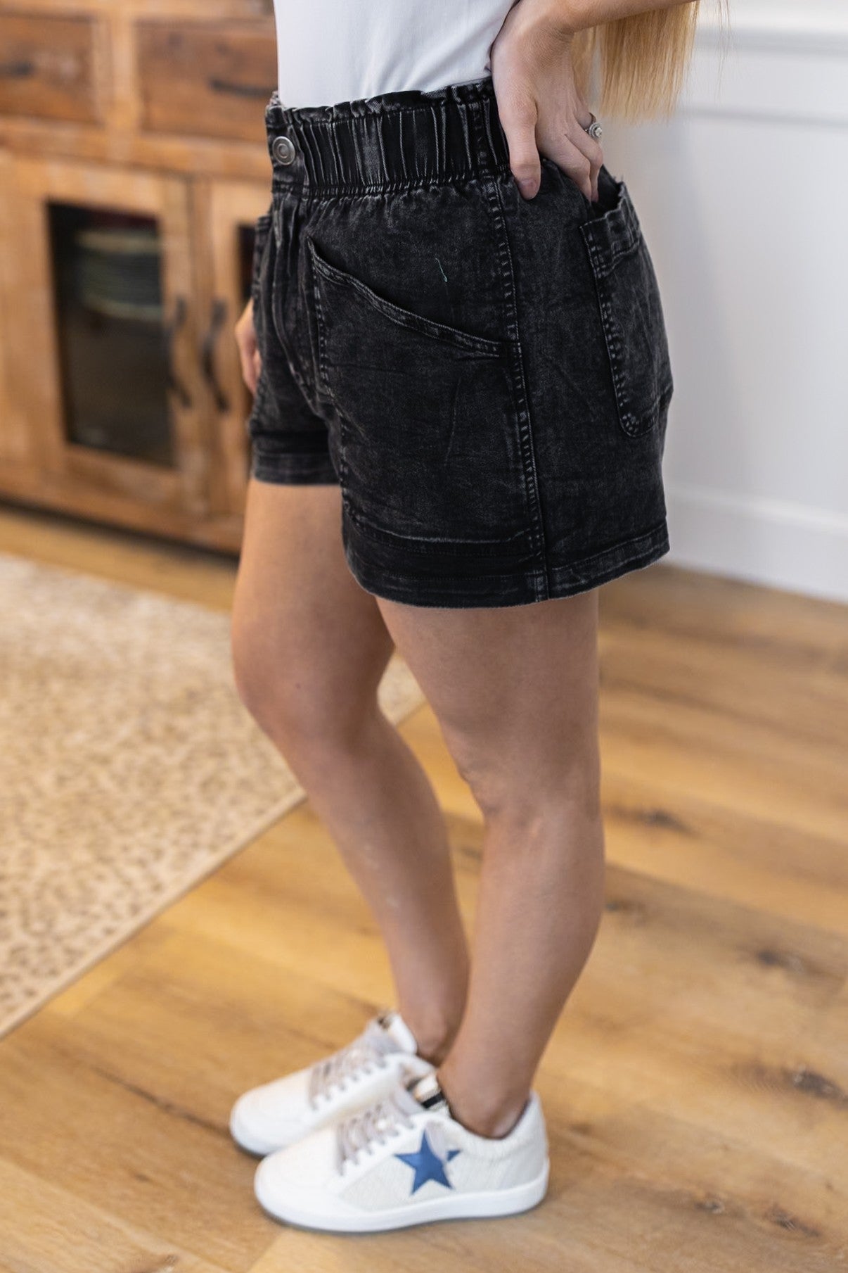 Elastic High Waist Denim Shorts *Final Sale*