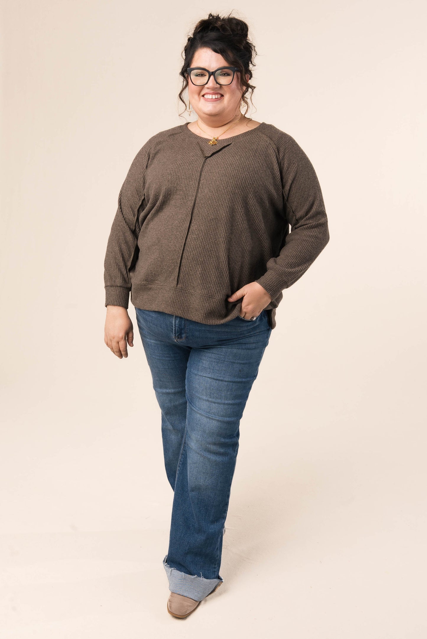 Ribbed Raw Seam Raglan Top *Final Sale*
