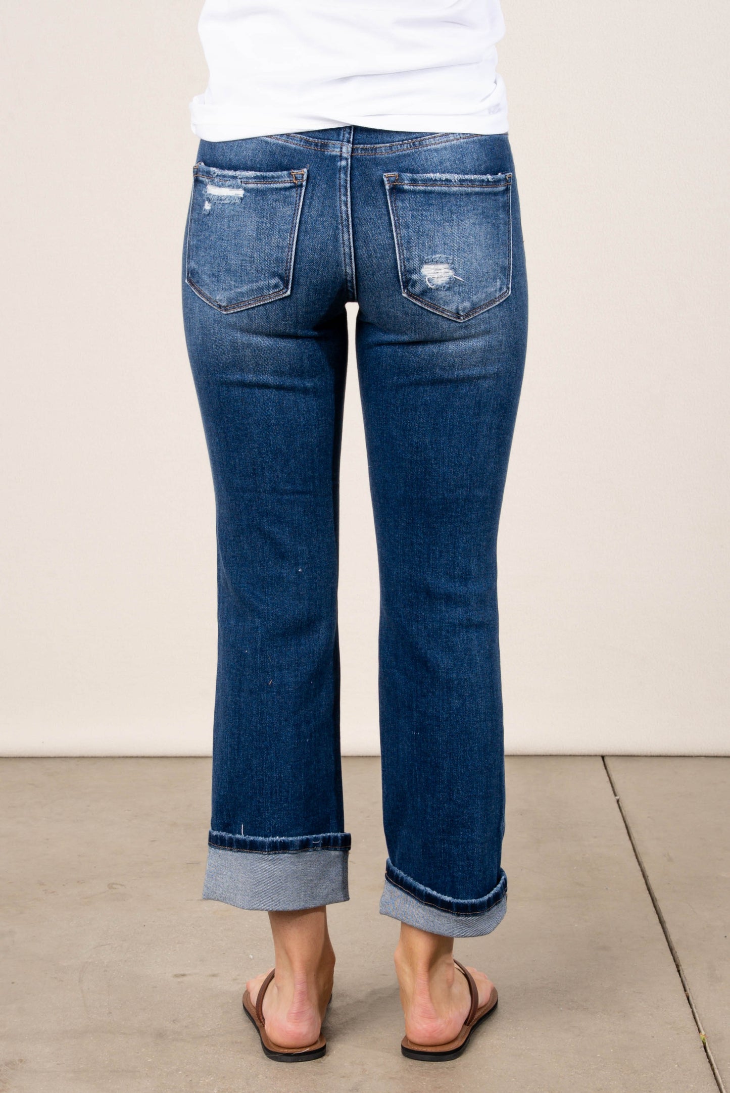 Risen Mid Rise Cuffed Jeans