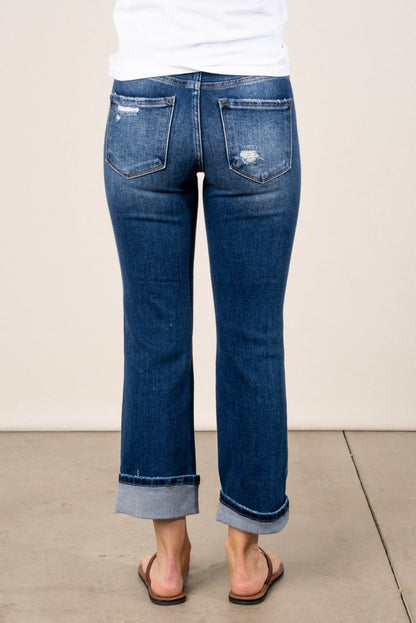 Risen Mid Rise Cuffed Jeans