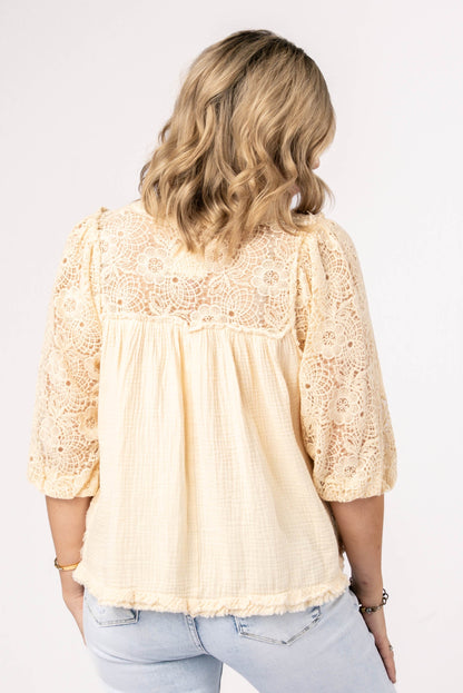 Gauze Knit Lace Bodice Top