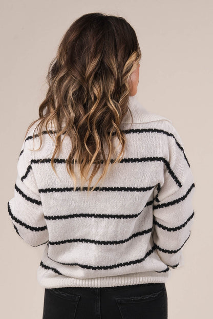 Striped Wide Collar Sweater