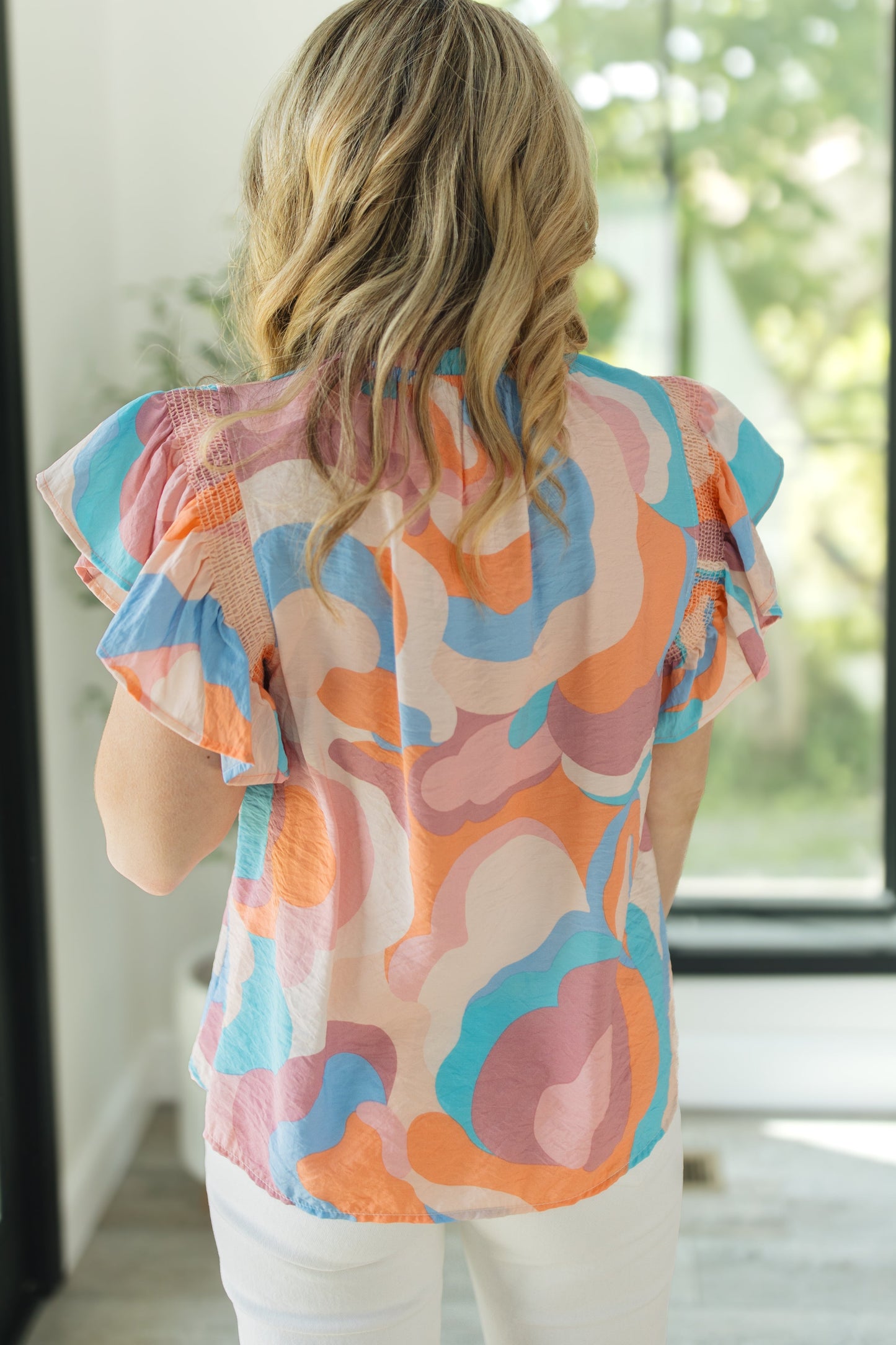 Abstract Ruffled Top *Final Sale*