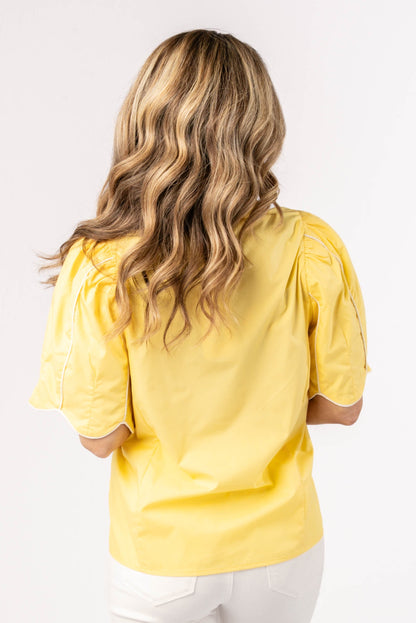 Contrast Piping Tulip Sleeve Shirt *Final Sale*