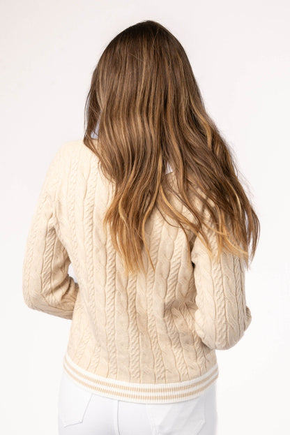 Cable Knit Pearl Button Cardigan