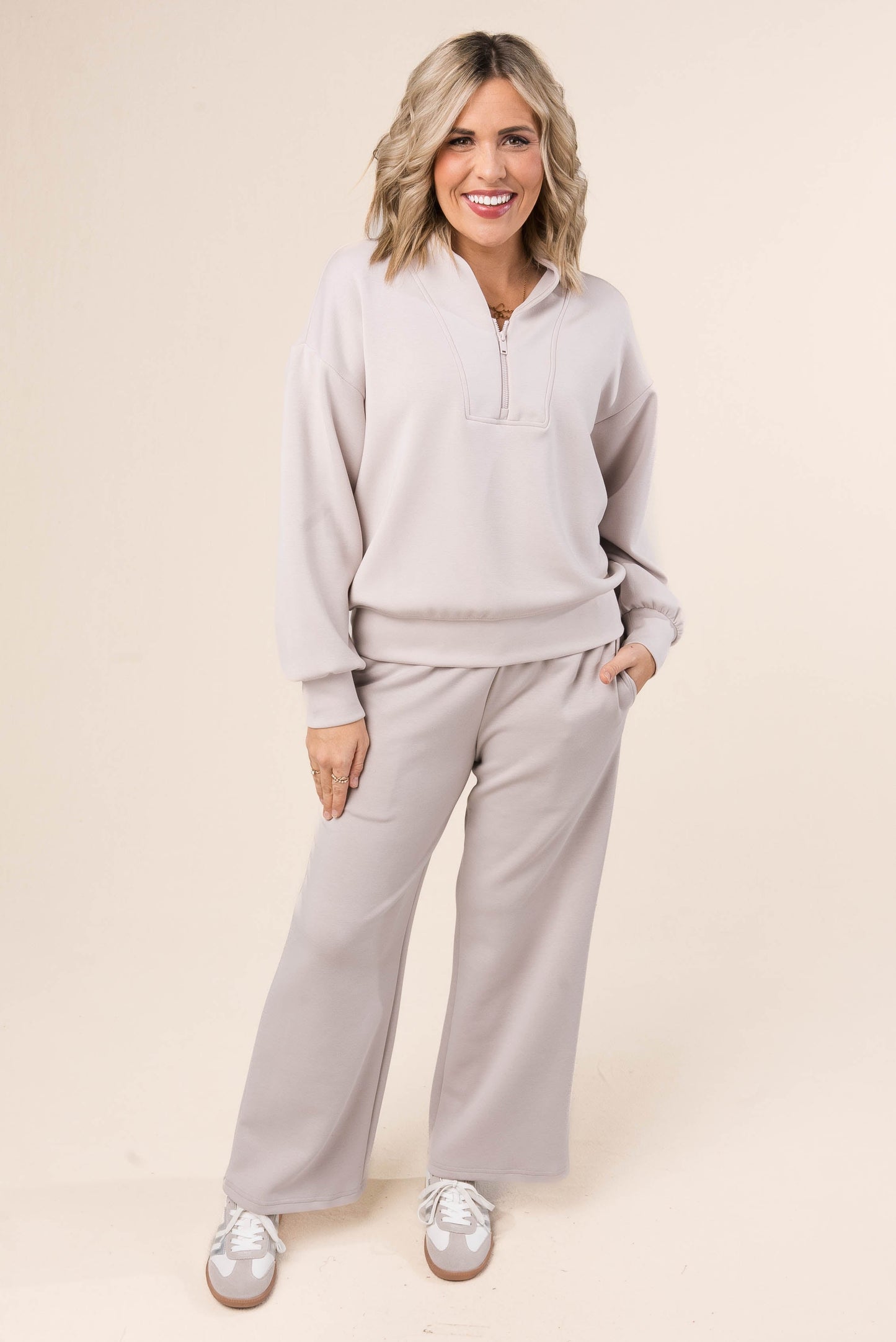 Open Neck Half Zip Scuba Pullover