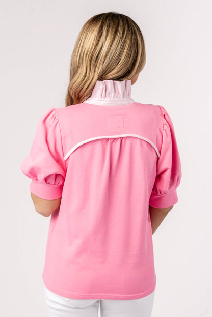 Contrast Stripe Ruffle Neck Top *Final Sale*
