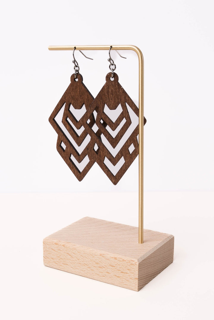 Wood Filigree Arrow Dangle Earrings