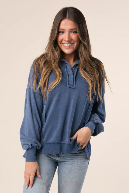 Mineral Washed Half Snap Pullover