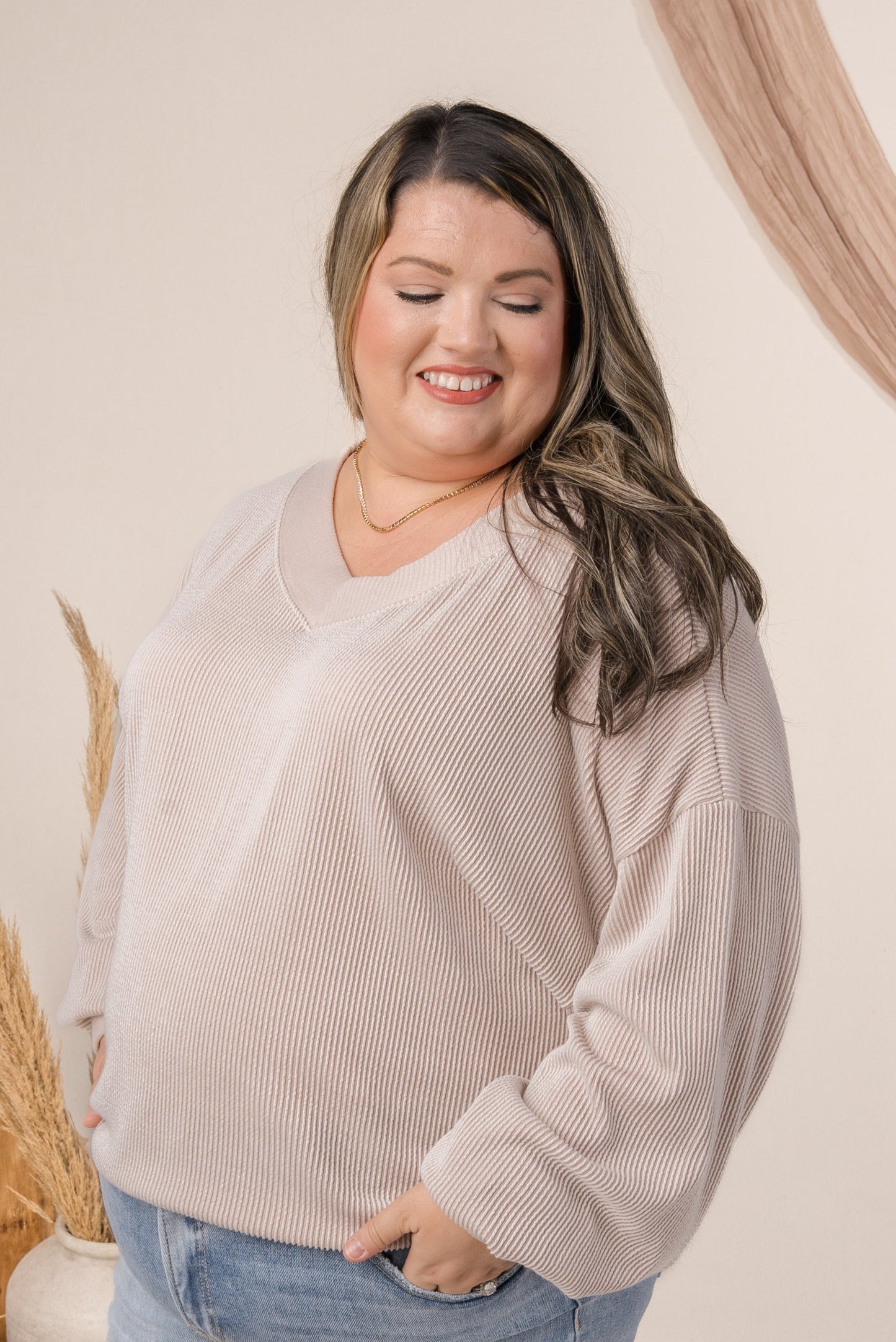 Ribbed Double V-Neck Top *Final Sale*