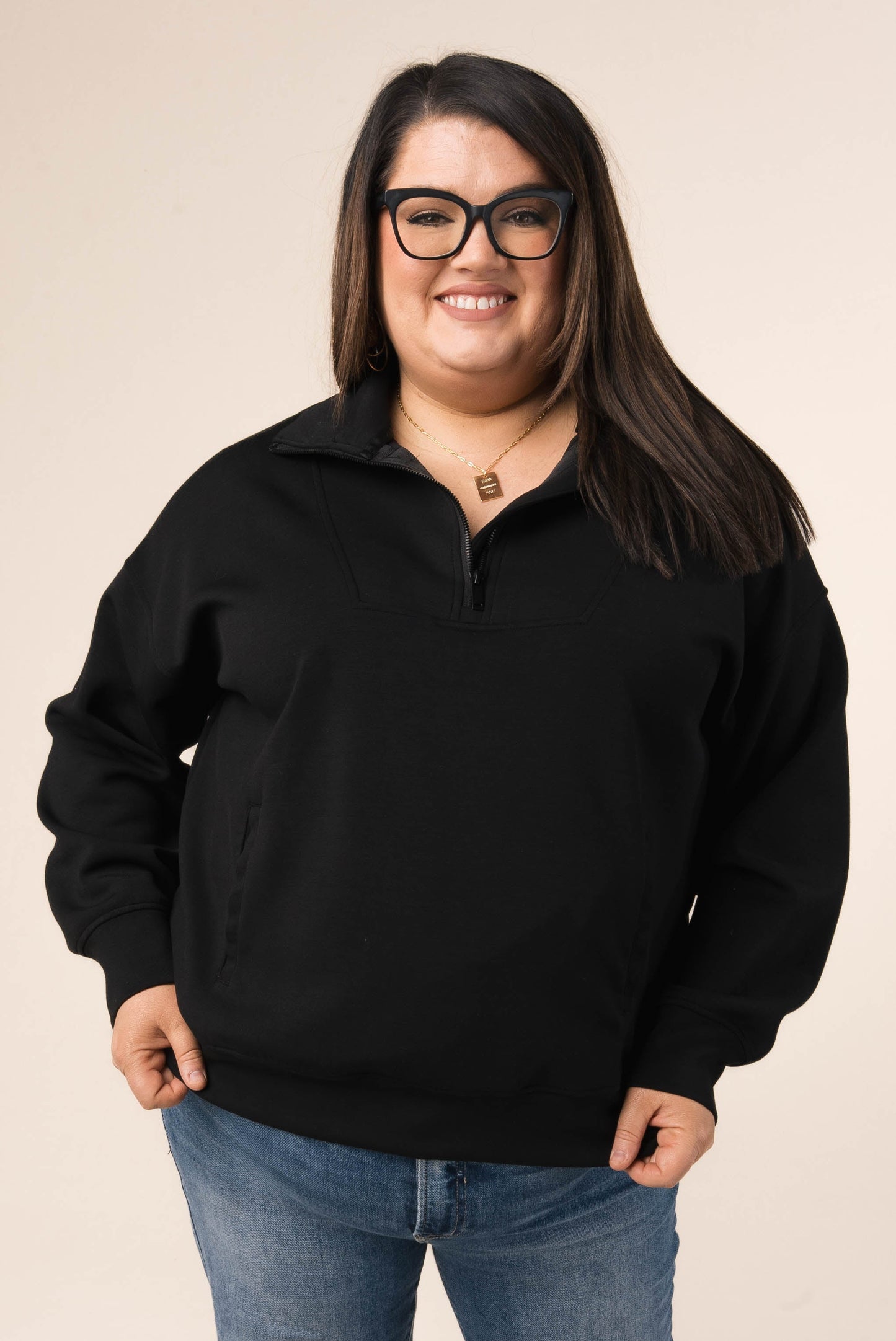 Half Zip Funnel Neck Pullover