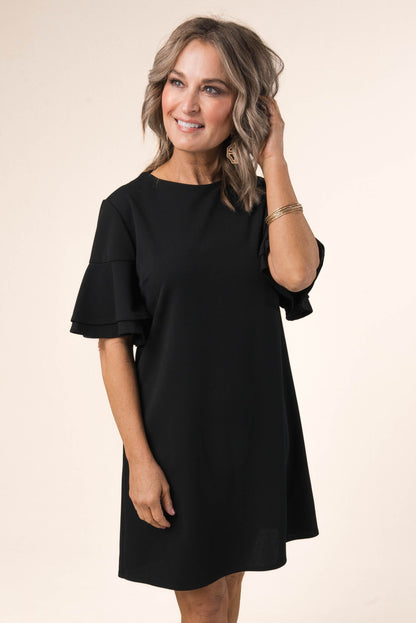 Ruffle Sleeve Shift Dress