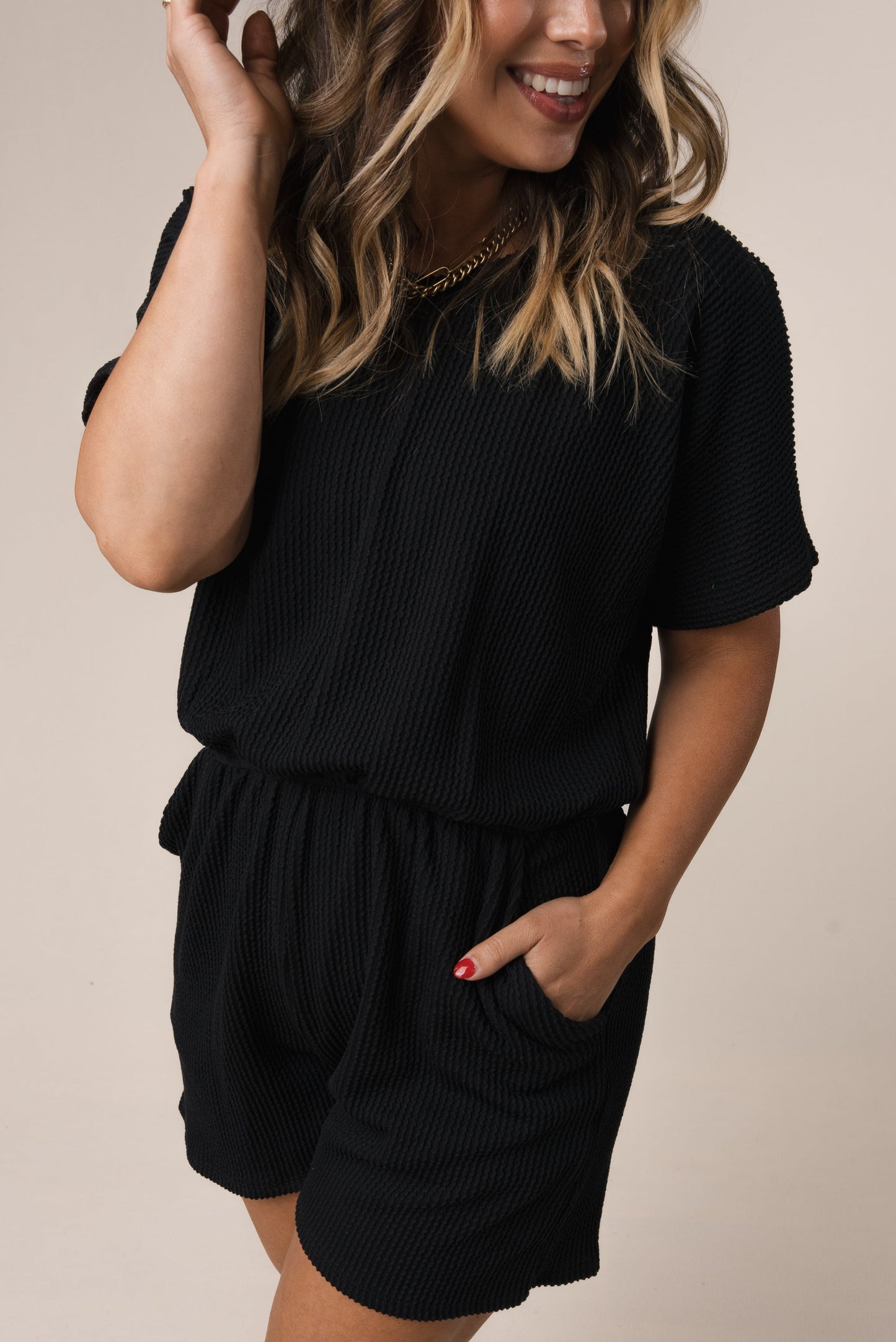 Ribbed Dolman Romper