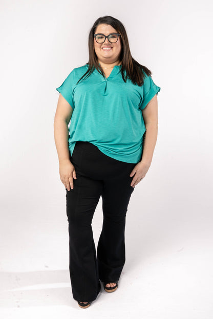 Liz Solid Short Tab Sleeve Top