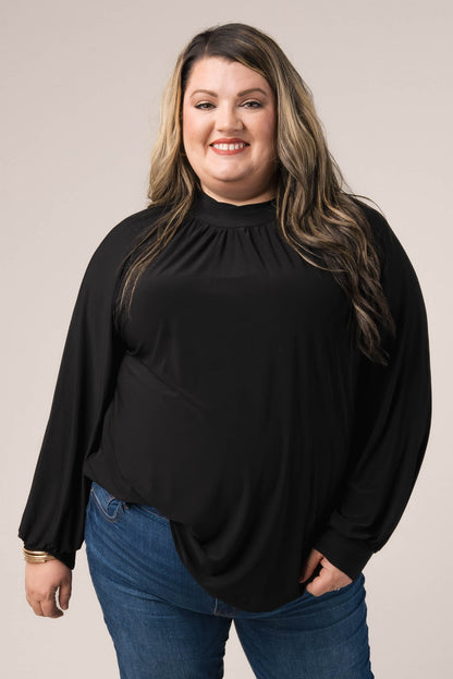 Shirred Mock Neck Top *Final Sale*