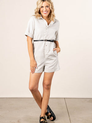 Pinstriped Snap Up Romper