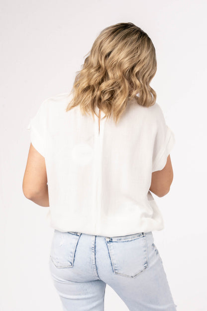 Linen Drawstring Waist Top