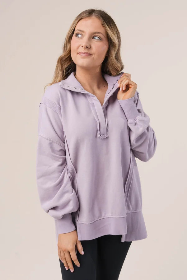 Mineral Washed Half Snap Pullover