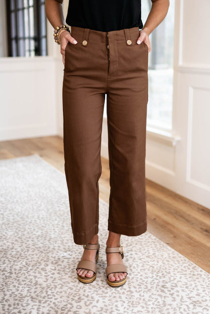 High Waist Wide Leg Crop Pants