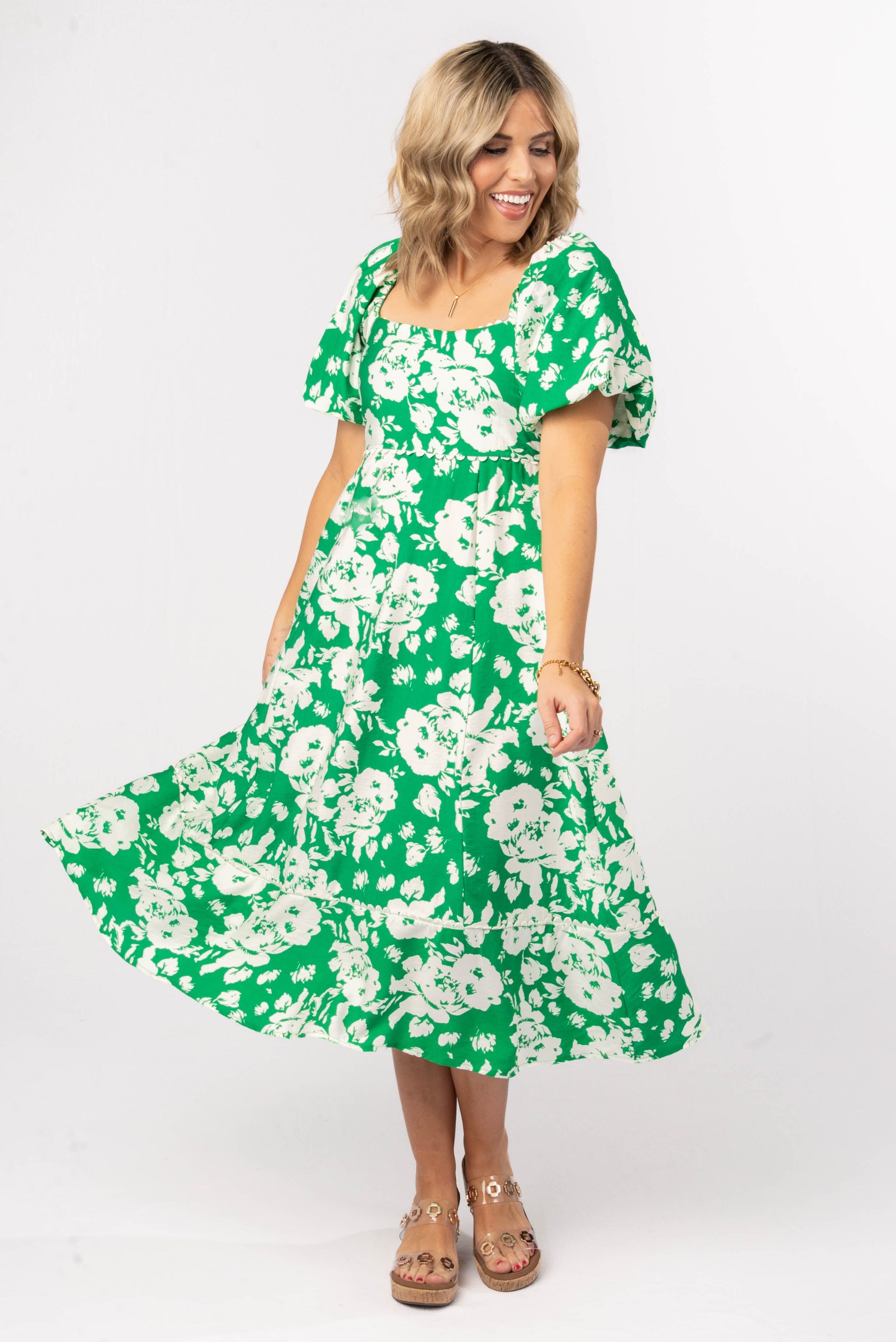 Floral Lace Trimmed Midi Dress Glamour Farms Boutique Floral Lace Trimmed Midi Dress Glamour Farms Boutique
