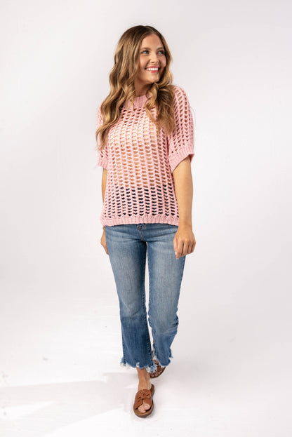 Open Knit Raglan Top