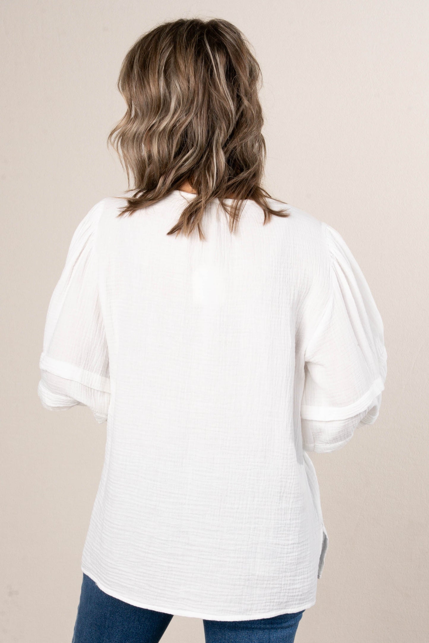 Gauze Knit Tiered Sleeve Top