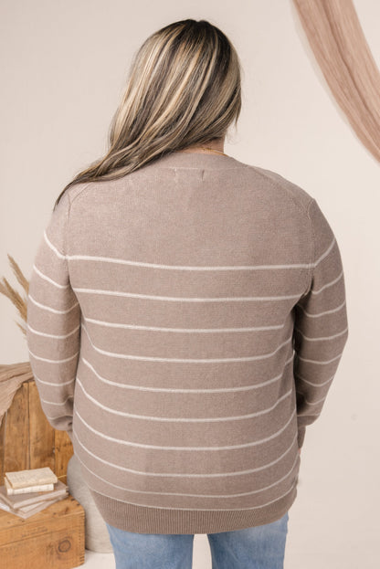 Striped Open Front Cardigan
