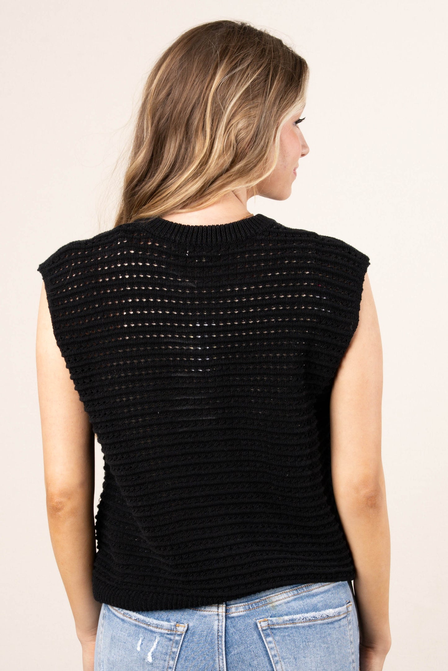 Crocheted Gold Button Sweater Vest