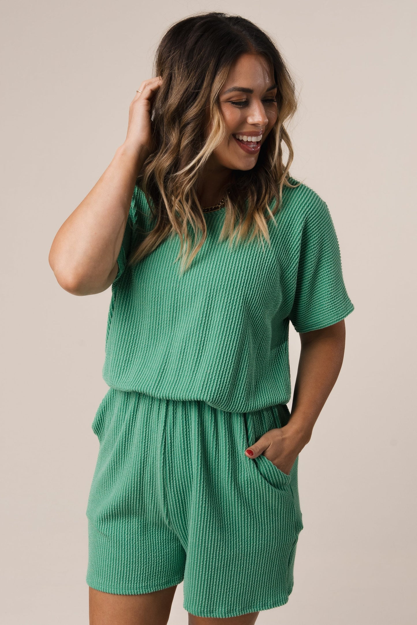 Ribbed Dolman Romper