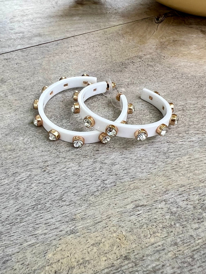 CZ Resin Hoop Earrings