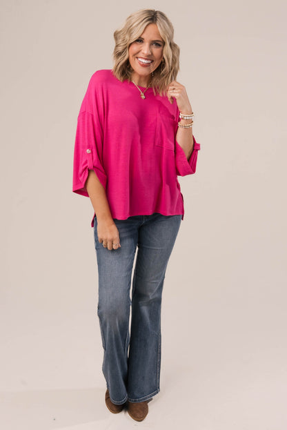 Hacci Knit Tab Sleeve Top *Final Sale*