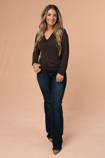 Draped Neck Ruched Side Top *Final Sale*