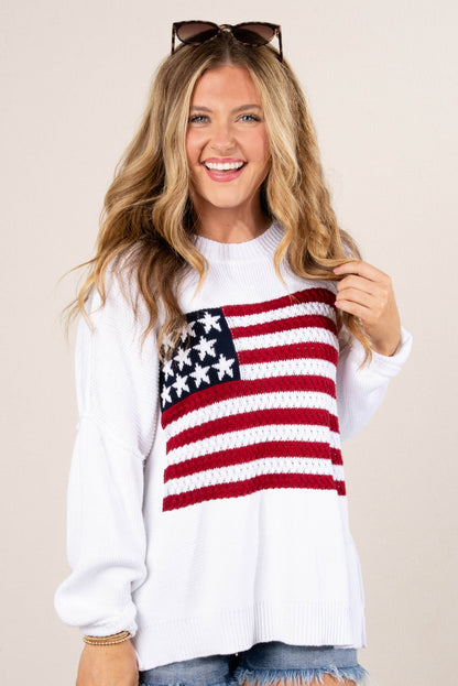 American Flag Drop Shoulder Sweater