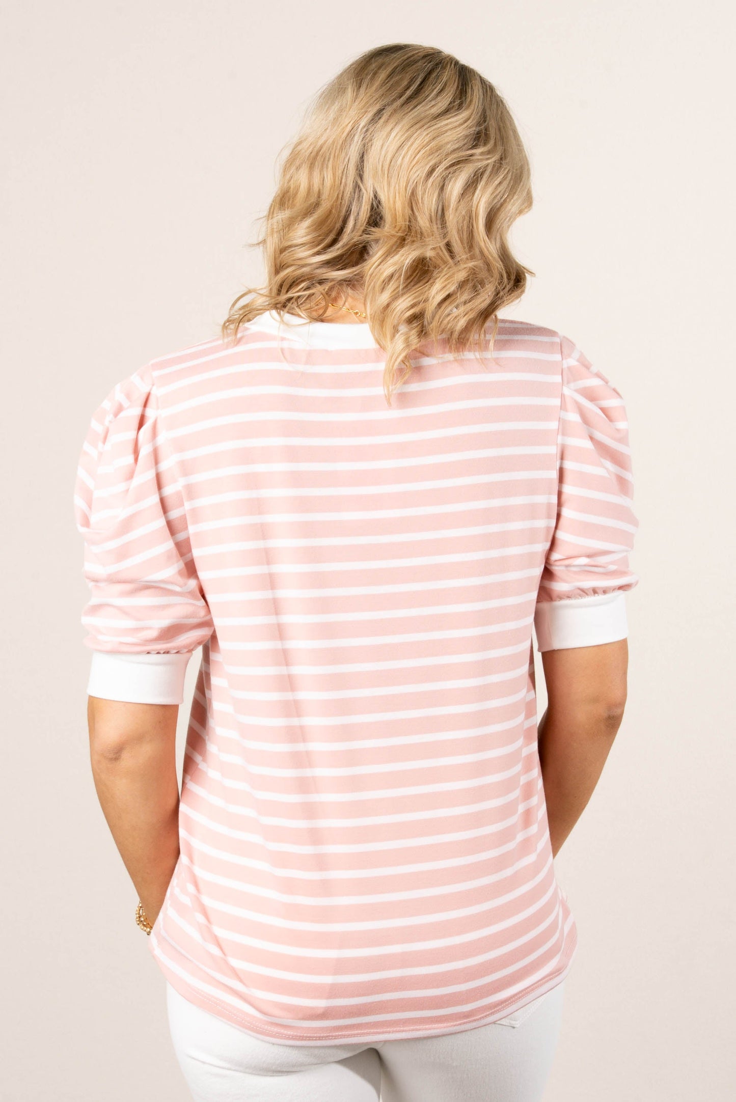 Striped Pleated Puff Sleeve Top *Final Sale*