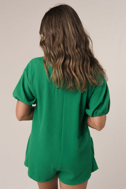 Textured Hook + Eye Closure Romper *Final Sale*