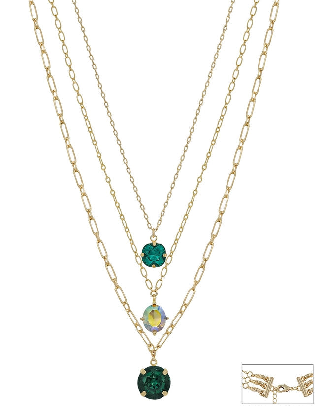Triple The Glam CZ Layered Pendant Necklace