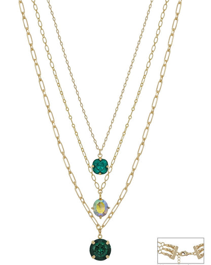 Triple The Glam CZ Layered Pendant Necklace
