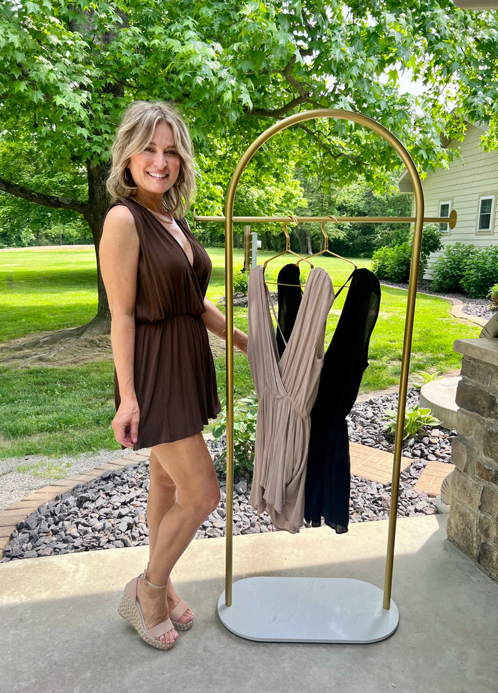 Surplice Open Tie Back Romper *Final Sale*
