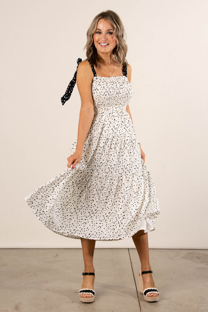Ditsy Dot Tie Straps Midi Dress *Final Sale*