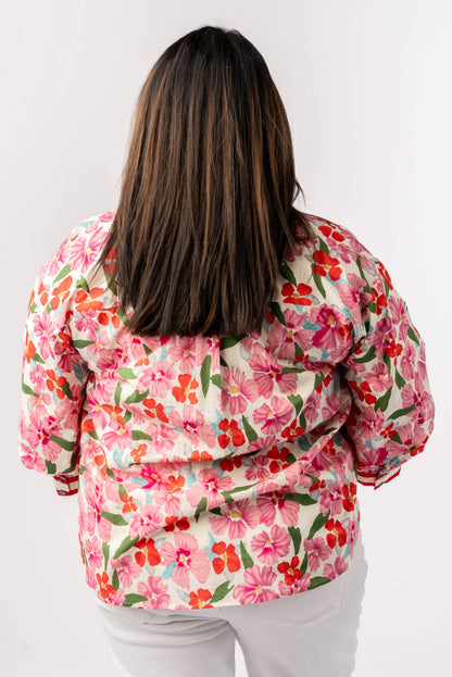 Floral Contrast Trim Shirt *Final Sale*