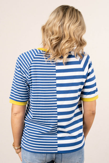 Striped Block Contrast Trim Top