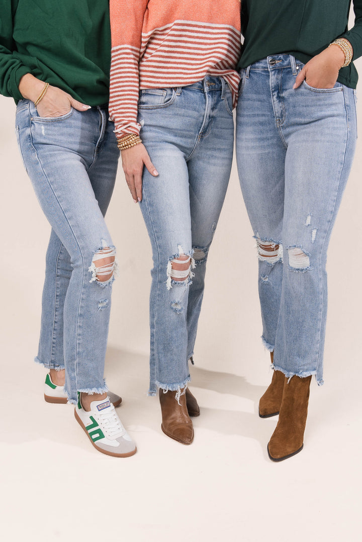Risen High Rise Crop Flare Jeans