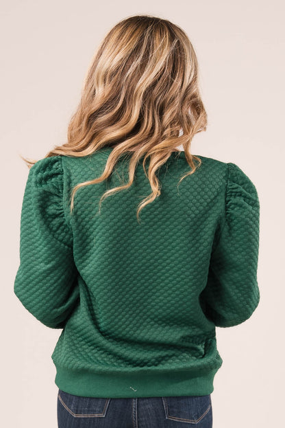 Embossed Pleated Shoulder Top
