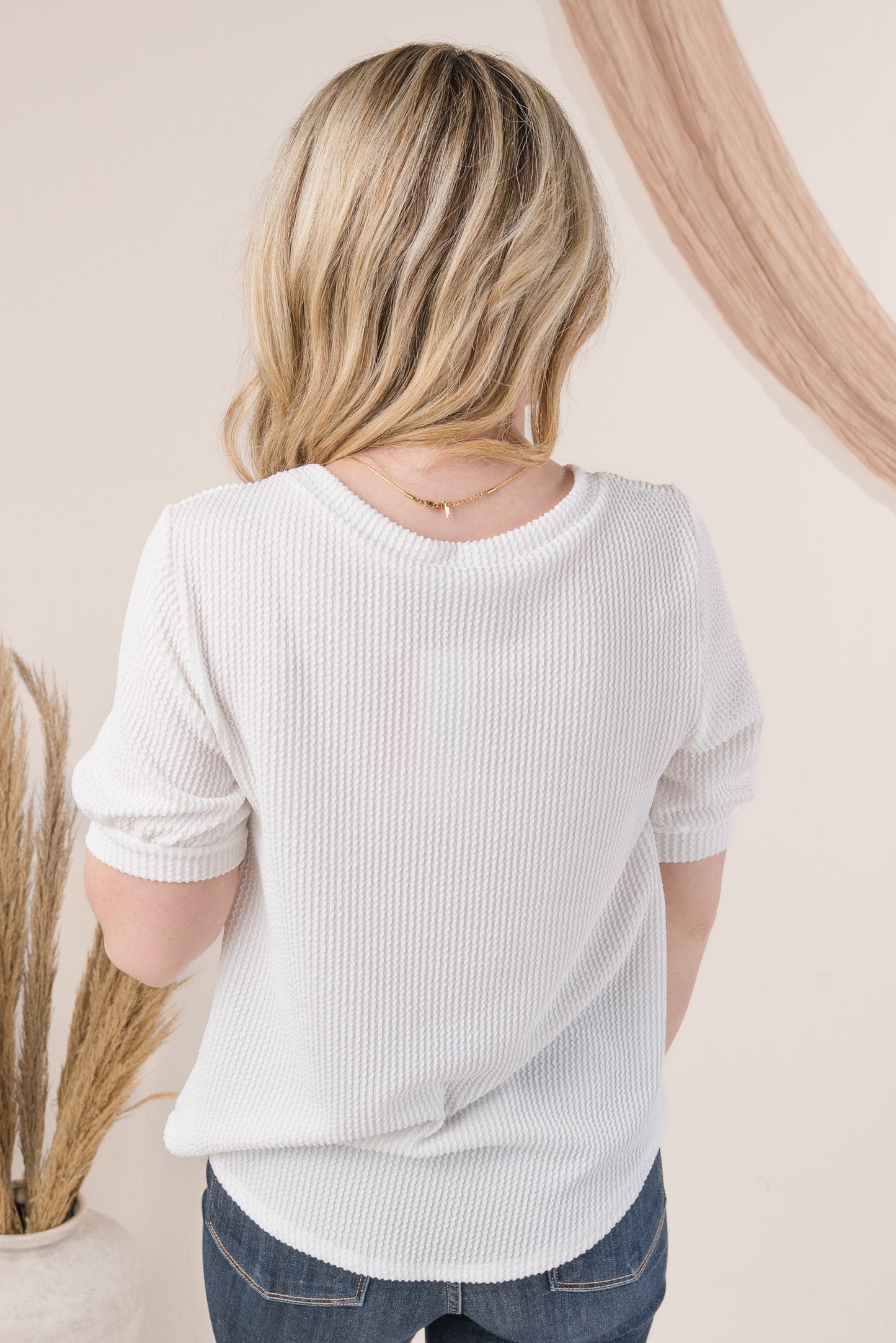 Ribbed Puff Sleeve Top