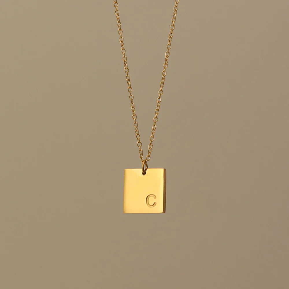 Engraved Initial Pendant Necklace